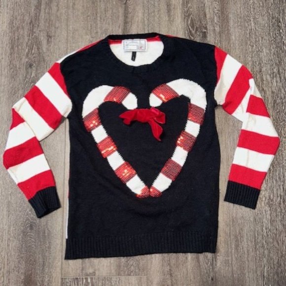 To: From: Size Small Ugly Christmas Sweater Black Red Long Sleeve Pullover EUC - Picture 1 of 5